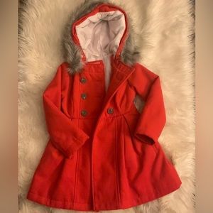 Cat and Jack size 4/5 girls red pea coat